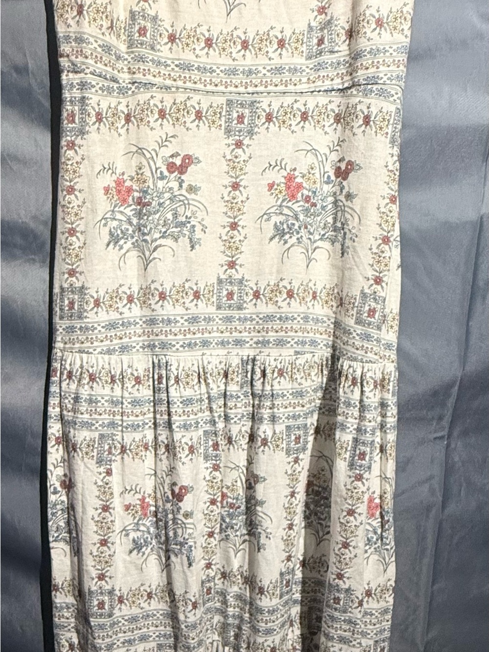 CeCe Cream Floral Maxi Dress with Blue and Red Accents